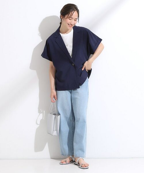 SHOO・LA・RUE / シューラルー テーラードジャケット | 【S-LL】さらりと着たい大人のための 麻調半袖ジャケット | 詳細7