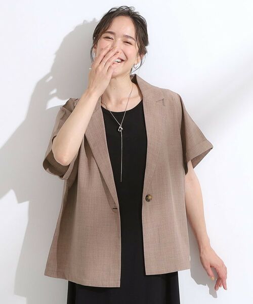 SHOO・LA・RUE / シューラルー テーラードジャケット | 【S-LL】さらりと着たい大人のための 麻調半袖ジャケット | 詳細9