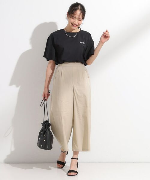 SHOO・LA・RUE / シューラルー ショート・ハーフ・半端丈パンツ | 【S-LL/ひんやり/UV】すっきり見えマリン風 ガウチョパンツ | 詳細11