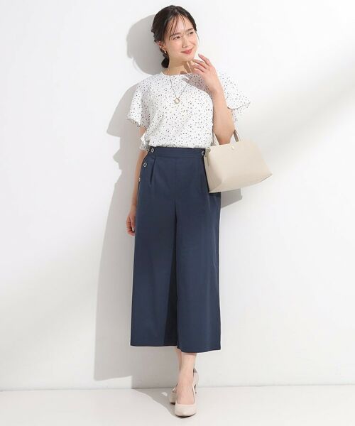 SHOO・LA・RUE / シューラルー ショート・ハーフ・半端丈パンツ | 【S-LL/ひんやり/UV】すっきり見えマリン風 ガウチョパンツ | 詳細3