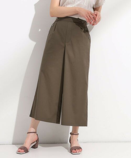 SHOO・LA・RUE / シューラルー ショート・ハーフ・半端丈パンツ | 【S-LL/ひんやり/UV】すっきり見えマリン風 ガウチョパンツ(ブラウン(043))