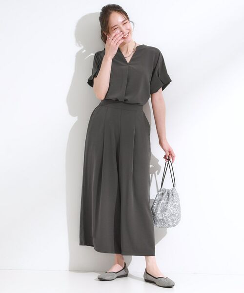 SHOO・LA・RUE / シューラルー ショート・ハーフ・半端丈パンツ | 【S-LL/セットアップ可/ひんやり】下半身カバーにも タックスカーチョ | 詳細3