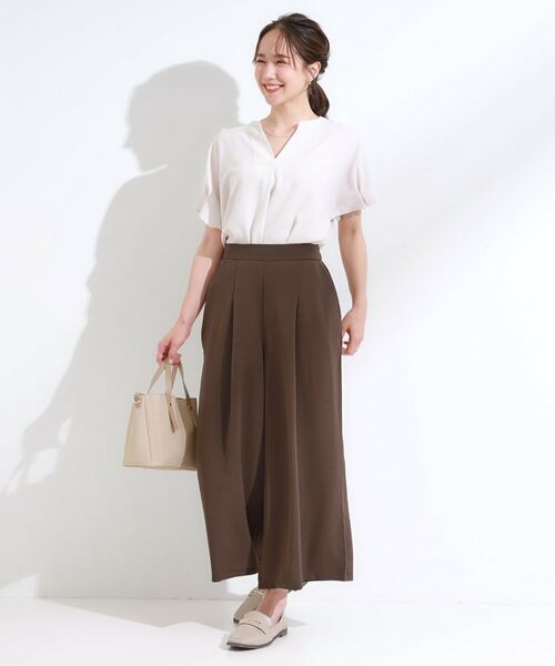 SHOO・LA・RUE / シューラルー ショート・ハーフ・半端丈パンツ | 【S-LL/セットアップ可/ひんやり】下半身カバーにも タックスカーチョ | 詳細8