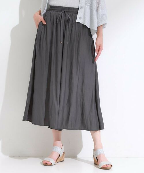 SHOO・LA・RUE / シューラルー ショート・ハーフ・半端丈パンツ | 【S-LL/裏地ひんやり】スカート見えで上品に マットサテンスカーチョ | 詳細1