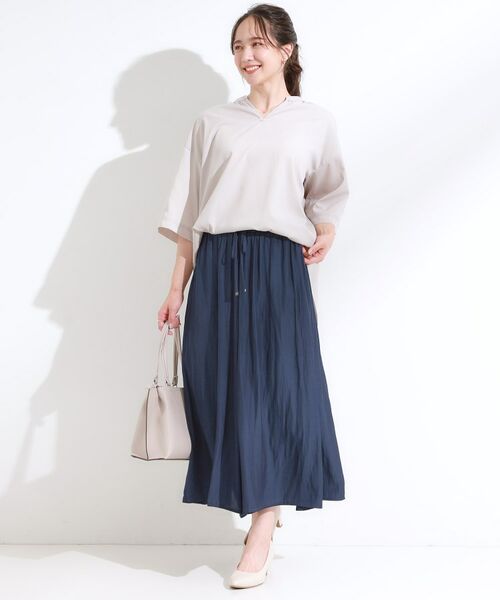 SHOO・LA・RUE / シューラルー ショート・ハーフ・半端丈パンツ | 【S-LL/裏地ひんやり】スカート見えで上品に マットサテンスカーチョ | 詳細11