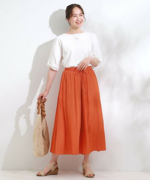 SHOO・LA・RUE / シューラルー ショート・ハーフ・半端丈パンツ | 【S-LL/裏地ひんやり】スカート見えで上品に マットサテンスカーチョ | 詳細19