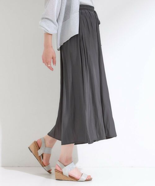 SHOO・LA・RUE / シューラルー ショート・ハーフ・半端丈パンツ | 【S-LL/裏地ひんやり】スカート見えで上品に マットサテンスカーチョ | 詳細2