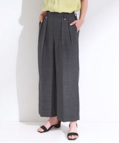 SHOO・LA・RUE / シューラルー パンツ | 【S-LL/洗濯後しわになりにくい】ゴールドパーツできれい見え 麻調タックワイドパンツ