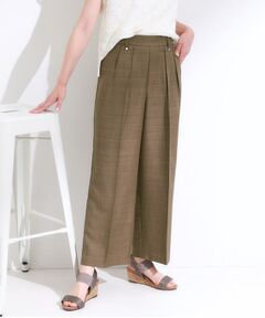 SHOO・LA・RUE / シューラルー パンツ | 【S-LL/洗濯後しわになりにくい】ゴールドパーツできれい見え 麻調タックワイドパンツ