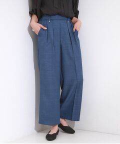 SHOO・LA・RUE / シューラルー パンツ | 【S-LL/洗濯後しわになりにくい】ゴールドパーツできれい見え 麻調タックワイドパンツ