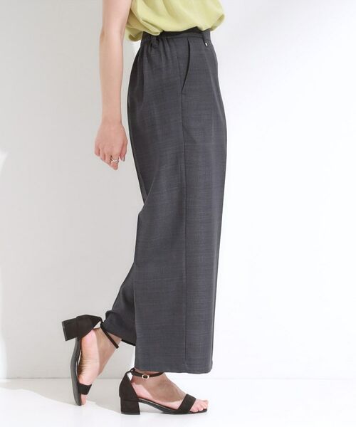 SHOO・LA・RUE / シューラルー パンツ | 【S-LL/洗濯後しわになりにくい】ゴールドパーツできれい見え 麻調タックワイドパンツ | 詳細1