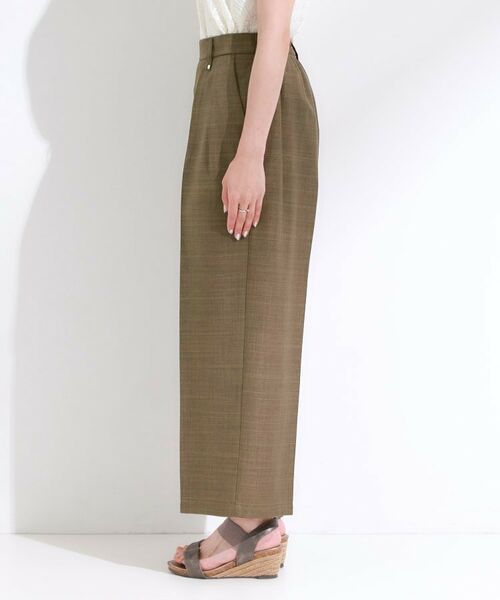 SHOO・LA・RUE / シューラルー パンツ | 【S-LL/洗濯後しわになりにくい】ゴールドパーツできれい見え 麻調タックワイドパンツ | 詳細13