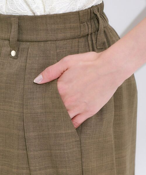 SHOO・LA・RUE / シューラルー パンツ | 【S-LL/洗濯後しわになりにくい】ゴールドパーツできれい見え 麻調タックワイドパンツ | 詳細17