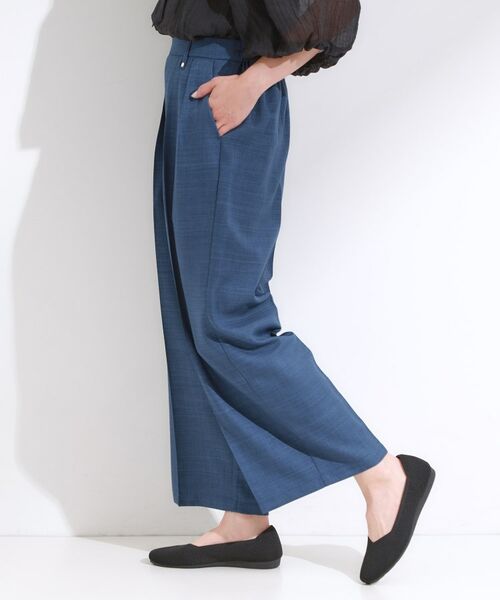 SHOO・LA・RUE / シューラルー パンツ | 【S-LL/洗濯後しわになりにくい】ゴールドパーツできれい見え 麻調タックワイドパンツ | 詳細5