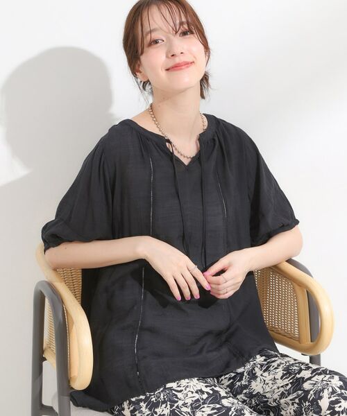 SHOO・LA・RUE / シューラルー その他トップス | 【S-LL/2点セット】リボン使いがアクセント はしごレースブラウス+タンクトップ(ブラック(019))