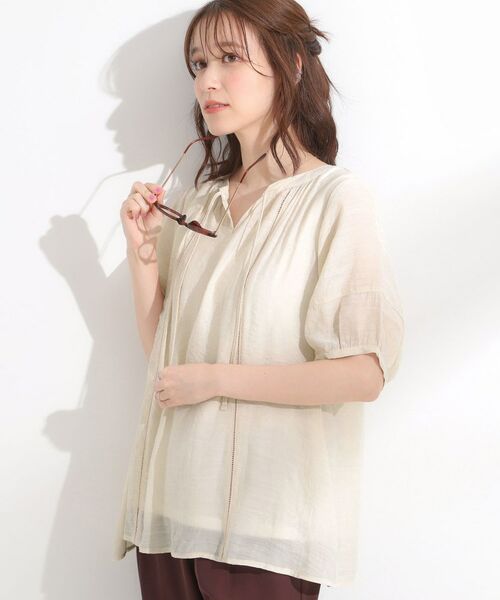 SHOO・LA・RUE / シューラルー その他トップス | 【S-LL/2点セット】リボン使いがアクセント はしごレースブラウス+タンクトップ(ライトベージュ(051))