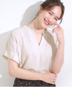SHOO・LA・RUE / シューラルー シャツ・ブラウス | 【S-LL/セットアップ可/ひんやり】きちんと見えで上品 お袖タック スキッパーブラウス