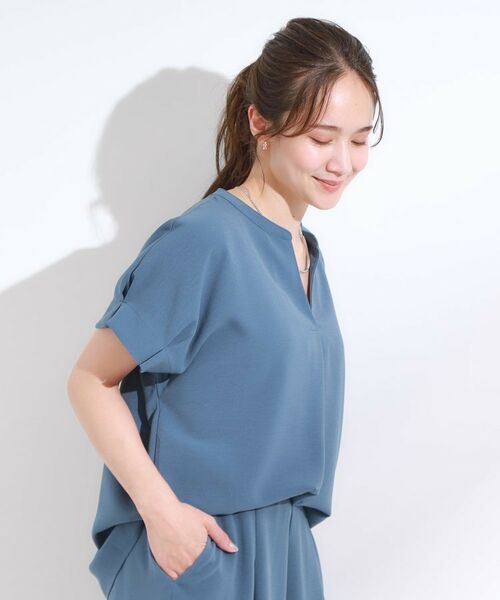 SHOO・LA・RUE / シューラルー シャツ・ブラウス | 【S-LL/セットアップ可/ひんやり】きちんと見えで上品 お袖タック スキッパーブラウス | 詳細12