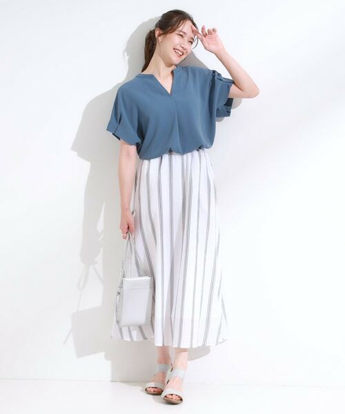 SHOO・LA・RUE / シューラルー シャツ・ブラウス | 【S-LL/セットアップ可/ひんやり】きちんと見えで上品 お袖タック スキッパーブラウス | 詳細15