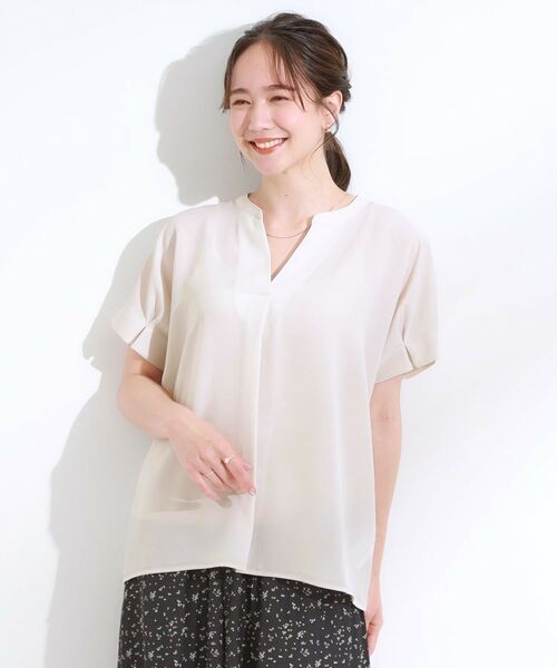 SHOO・LA・RUE / シューラルー シャツ・ブラウス | 【S-LL/セットアップ可/ひんやり】きちんと見えで上品 お袖タック スキッパーブラウス | 詳細17