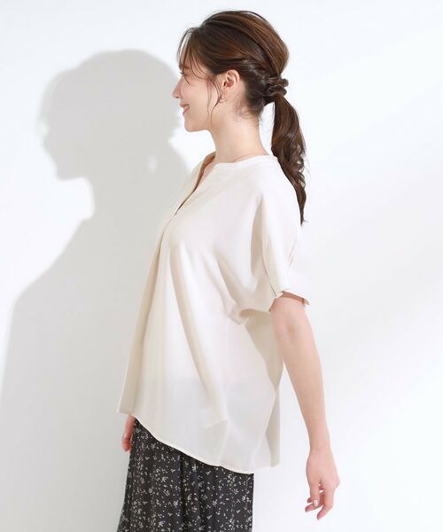 SHOO・LA・RUE / シューラルー シャツ・ブラウス | 【S-LL/セットアップ可/ひんやり】きちんと見えで上品 お袖タック スキッパーブラウス | 詳細18