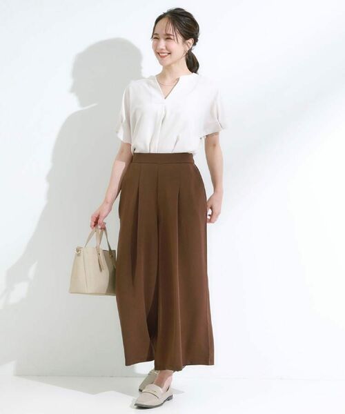 SHOO・LA・RUE / シューラルー シャツ・ブラウス | 【S-LL/セットアップ可/ひんやり】きちんと見えで上品 お袖タック スキッパーブラウス | 詳細20