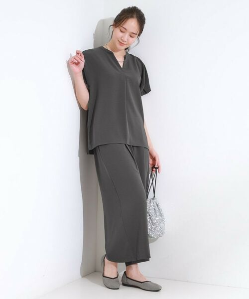 SHOO・LA・RUE / シューラルー シャツ・ブラウス | 【S-LL/セットアップ可/ひんやり】きちんと見えで上品 お袖タック スキッパーブラウス | 詳細3