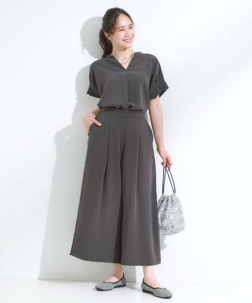 SHOO・LA・RUE / シューラルー シャツ・ブラウス | 【S-LL/セットアップ可/ひんやり】きちんと見えで上品 お袖タック スキッパーブラウス | 詳細4