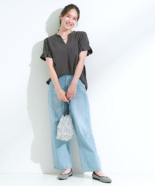 SHOO・LA・RUE / シューラルー シャツ・ブラウス | 【S-LL/セットアップ可/ひんやり】きちんと見えで上品 お袖タック スキッパーブラウス | 詳細5