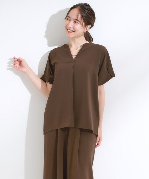 SHOO・LA・RUE / シューラルー シャツ・ブラウス | 【S-LL/セットアップ可/ひんやり】きちんと見えで上品 お袖タック スキッパーブラウス | 詳細7