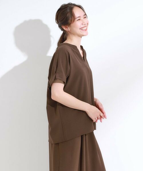 SHOO・LA・RUE / シューラルー シャツ・ブラウス | 【S-LL/セットアップ可/ひんやり】きちんと見えで上品 お袖タック スキッパーブラウス | 詳細8