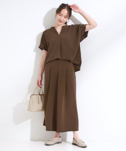 SHOO・LA・RUE / シューラルー シャツ・ブラウス | 【S-LL/セットアップ可/ひんやり】きちんと見えで上品 お袖タック スキッパーブラウス | 詳細9