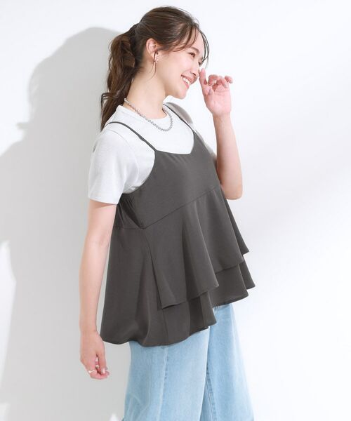 SHOO・LA・RUE / シューラルー キャミソール・チューブトップ | 【S-LL/セットアップ可/ひんやり】女性らしさ溢れる ティアードキャミソール | 詳細1