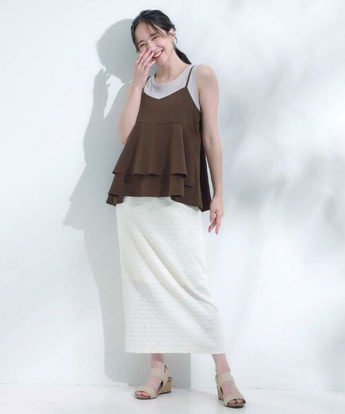 SHOO・LA・RUE / シューラルー キャミソール・チューブトップ | 【S-LL/セットアップ可/ひんやり】女性らしさ溢れる ティアードキャミソール | 詳細21