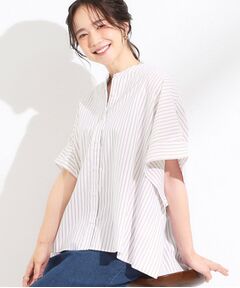 SHOO・LA・RUE / シューラルー シャツ・ブラウス | きれいめカジュアルに ラメストライプ ポンチョ風シャツ