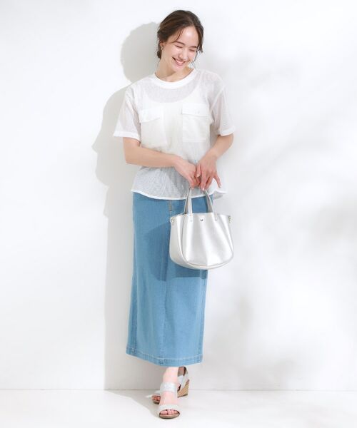 SHOO・LA・RUE / シューラルー カットソー | 【S-LL】メッシュ素材で大人ヘルシー ポケット付きデザイントップス | 詳細3