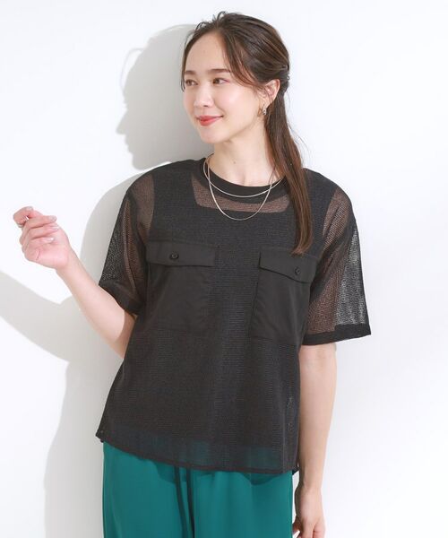 SHOO・LA・RUE / シューラルー カットソー | 【S-LL】メッシュ素材で大人ヘルシー ポケット付きデザイントップス | 詳細5