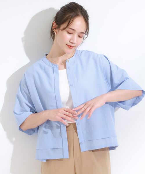 SHOO・LA・RUE / シューラルー シャツ・ブラウス | 【洗濯後しわになりにくい/UV/吸水速乾】大人きれいな バンドカラーシャツ | 詳細1