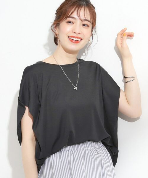 SHOO・LA・RUE/シューラルー 【S-LL/ひんやり/UV】二の腕をきれいにカバー ショルダータックトップス ブラック(019) 02(M) SHOO・LA・RUE/シューラルー 【S-LL/ひんやり/UV】二の腕をきれいにカバー ショルダータックトップス ブラック(019) 02(M)