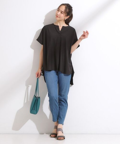 SHOO・LA・RUE / シューラルー カットソー | 【ひんやり】さらりとしたタッチが上品見え ワンボタンデザイン トップス | 詳細7