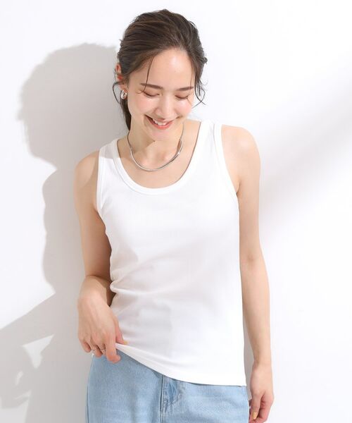 SHOO・LA・RUE / シューラルー キャミソール・チューブトップ | 【洗える/S-LL】首元きれい テレコリブタンクトップ | 詳細1