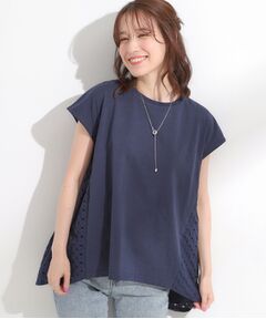 SHOO・LA・RUE / シューラルー カットソー | 【S-LL/体型カバー】インせずサマ見え レース使いAライントップス