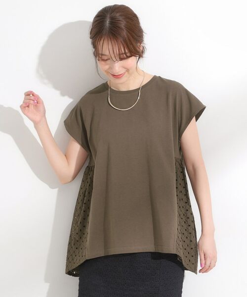 SHOO・LA・RUE / シューラルー カットソー | 【S-LL/体型カバー】インせずサマ見え レース使いAライントップス | 詳細1