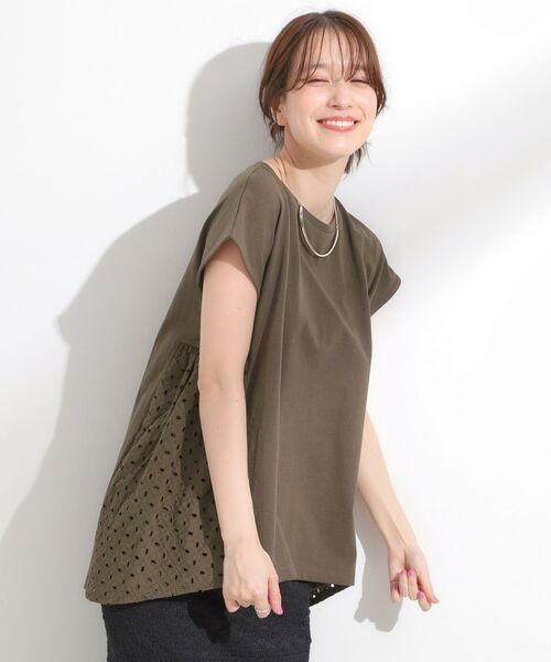 SHOO・LA・RUE / シューラルー カットソー | 【S-LL/体型カバー】インせずサマ見え レース使いAライントップス | 詳細2