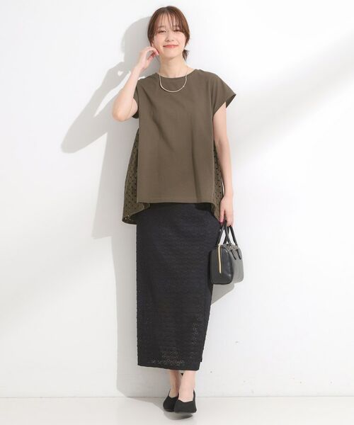 SHOO・LA・RUE / シューラルー カットソー | 【S-LL/体型カバー】インせずサマ見え レース使いAライントップス | 詳細3