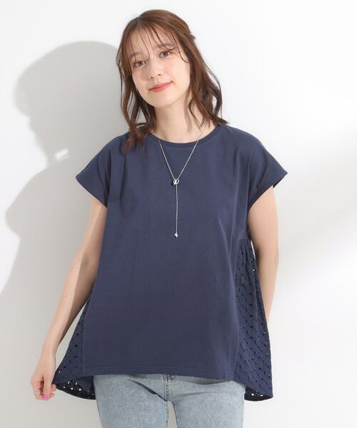 SHOO・LA・RUE / シューラルー カットソー | 【S-LL/体型カバー】インせずサマ見え レース使いAライントップス | 詳細5