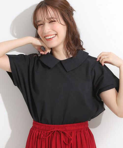 SHOO・LA・RUE / シューラルー カットソー | 【S-LL】こだわりの襟バランスが大人かわいい ボックスシルエットトップス(ブラック(019))