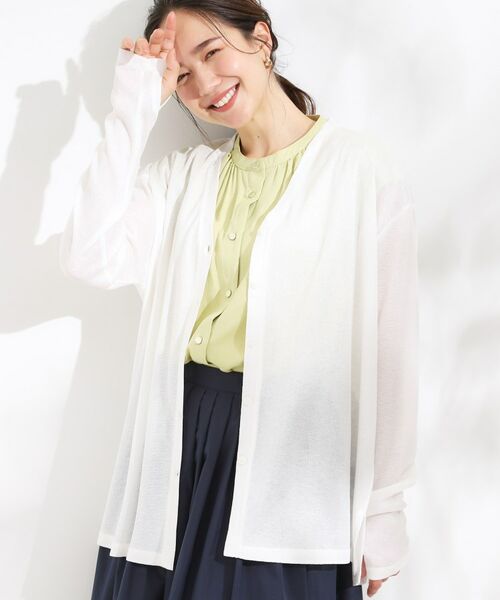 SHOO・LA・RUE / シューラルー カーディガン・ボレロ | 【S-LL/ひんやり/UV】手の甲まで隠れる トッパーカーディガン(ホワイト(001))