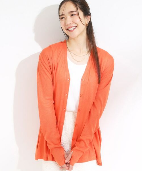 SHOO・LA・RUE / シューラルー カーディガン・ボレロ | 【S-LL/ひんやり/UV】手の甲まで隠れる トッパーカーディガン(オレンジ(066))