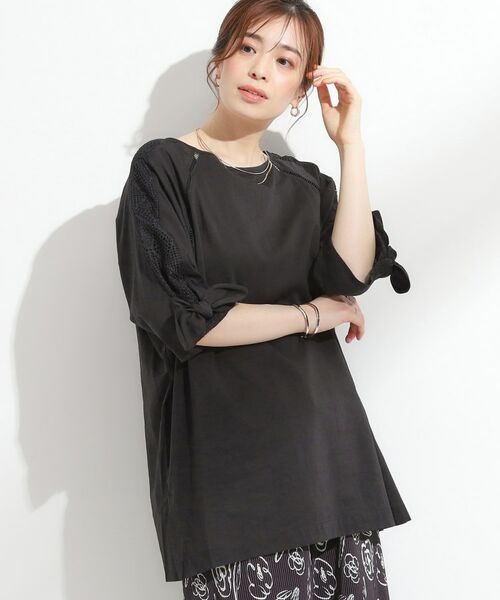 SHOO・LA・RUE / シューラルー チュニック | 【S-LL】お袖デザインが華やか はしごレースチュニック(ブラック(019))